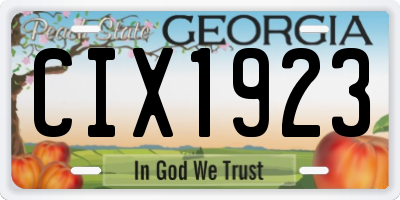 GA license plate CIX1923