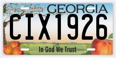 GA license plate CIX1926