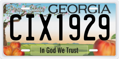 GA license plate CIX1929