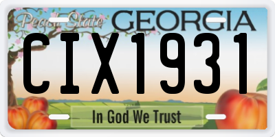 GA license plate CIX1931
