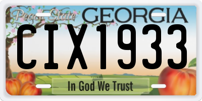 GA license plate CIX1933