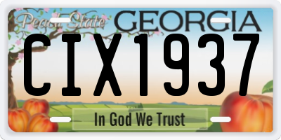 GA license plate CIX1937