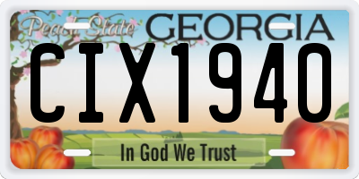 GA license plate CIX1940