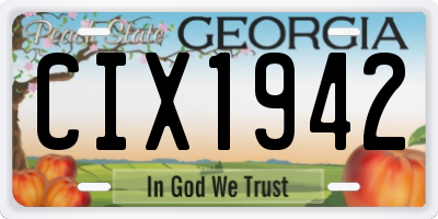 GA license plate CIX1942