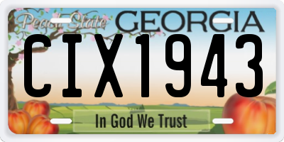 GA license plate CIX1943