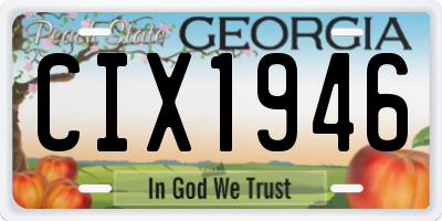 GA license plate CIX1946