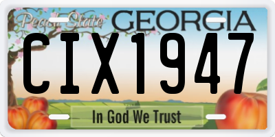 GA license plate CIX1947