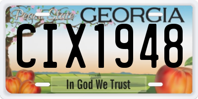 GA license plate CIX1948