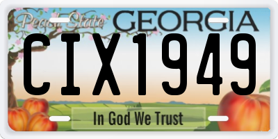 GA license plate CIX1949