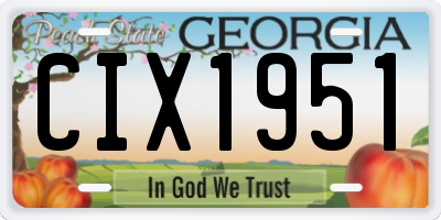 GA license plate CIX1951