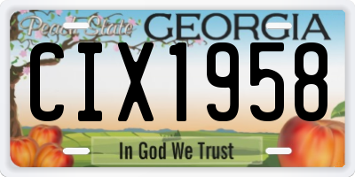 GA license plate CIX1958