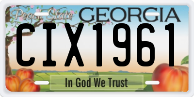 GA license plate CIX1961