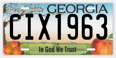 GA license plate CIX1963