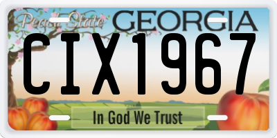 GA license plate CIX1967