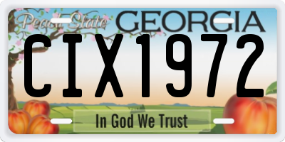 GA license plate CIX1972