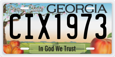 GA license plate CIX1973