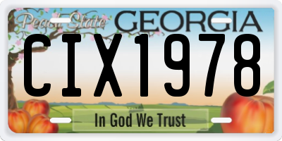 GA license plate CIX1978
