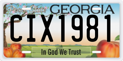 GA license plate CIX1981