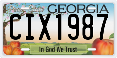 GA license plate CIX1987