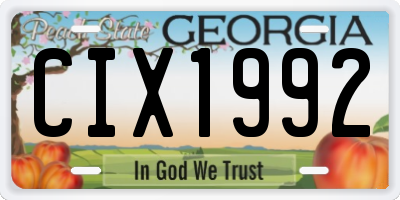 GA license plate CIX1992