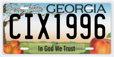 GA license plate CIX1996