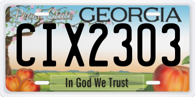 GA license plate CIX2303