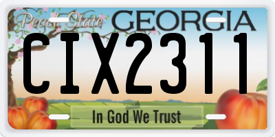 GA license plate CIX2311