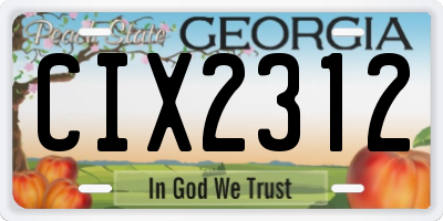 GA license plate CIX2312