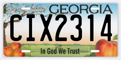 GA license plate CIX2314