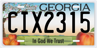 GA license plate CIX2315