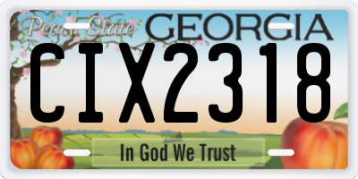GA license plate CIX2318