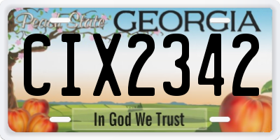 GA license plate CIX2342