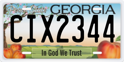 GA license plate CIX2344