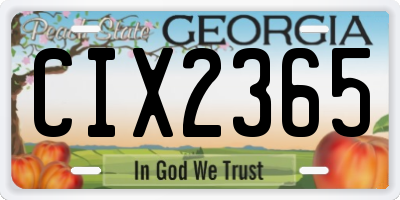 GA license plate CIX2365