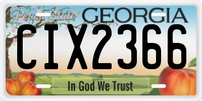 GA license plate CIX2366