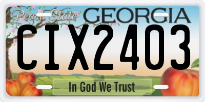 GA license plate CIX2403