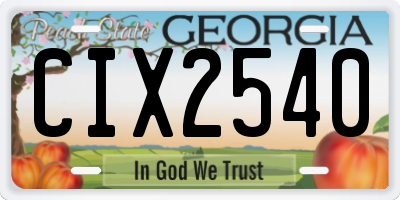 GA license plate CIX2540