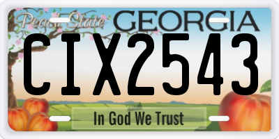 GA license plate CIX2543
