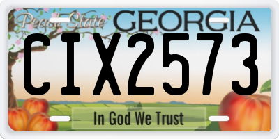 GA license plate CIX2573