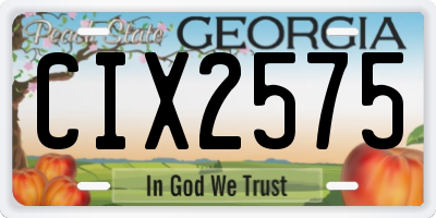 GA license plate CIX2575
