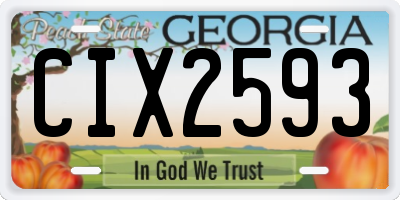 GA license plate CIX2593
