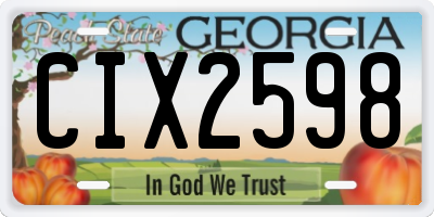 GA license plate CIX2598