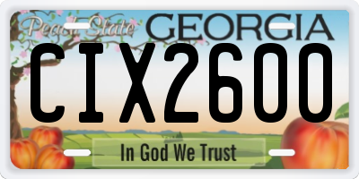 GA license plate CIX2600