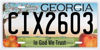 GA license plate CIX2603