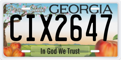 GA license plate CIX2647