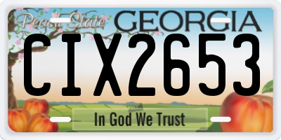 GA license plate CIX2653
