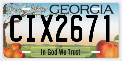 GA license plate CIX2671