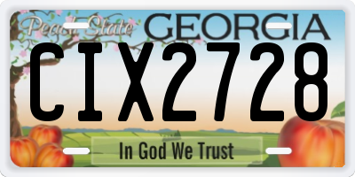 GA license plate CIX2728