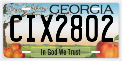 GA license plate CIX2802