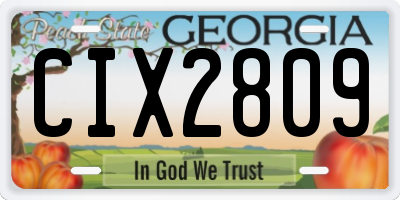 GA license plate CIX2809